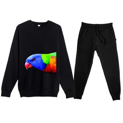 Cool Parrot Bird Funny Side Action Premium Crewneck Sweatsuit Set