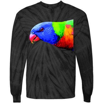 Cool Parrot Bird Funny Side Action Tie-Dye Long Sleeve Shirt