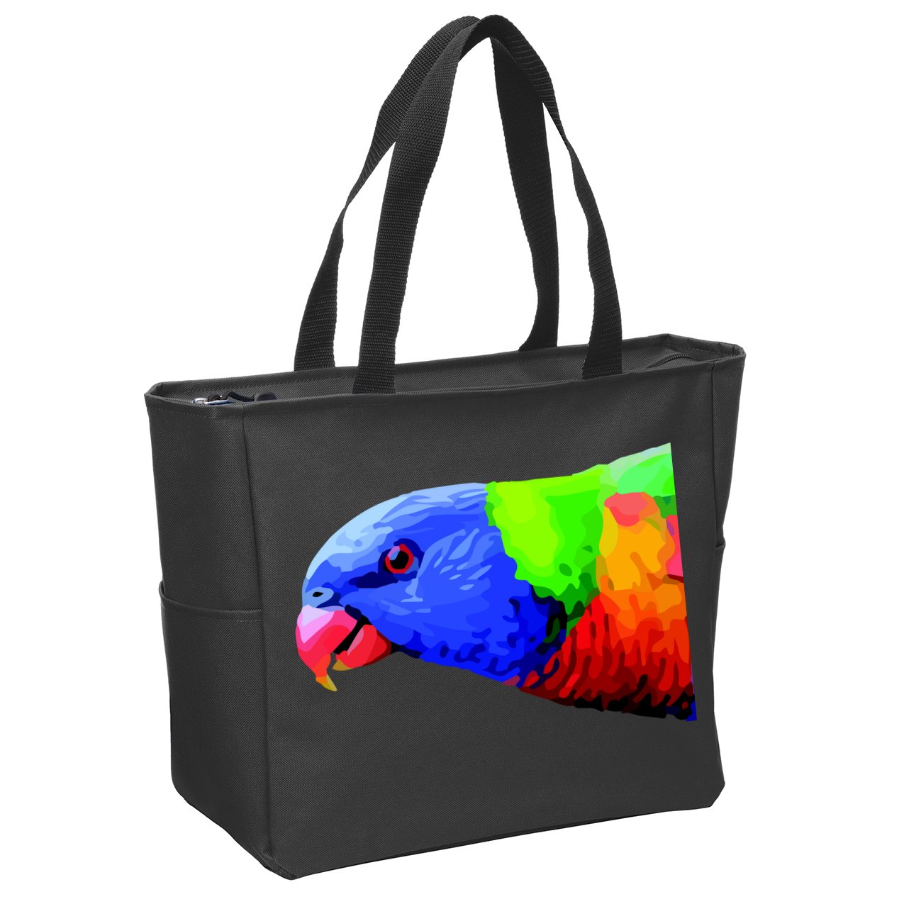 Cool Parrot Bird Funny Side Action Zip Tote Bag