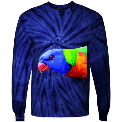 Cool Parrot Bird Funny Side Action Tie-Dye Long Sleeve Shirt