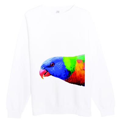 Cool Parrot Bird Funny Side Action Premium Crewneck Sweatshirt