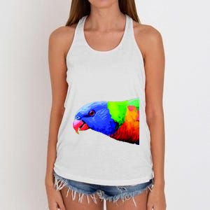 Cool Parrot Bird Funny Side Action Women's Knotted Racerback Tank