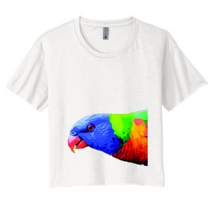 Cool Parrot Bird Funny Side Action Women's Crop Top Tee