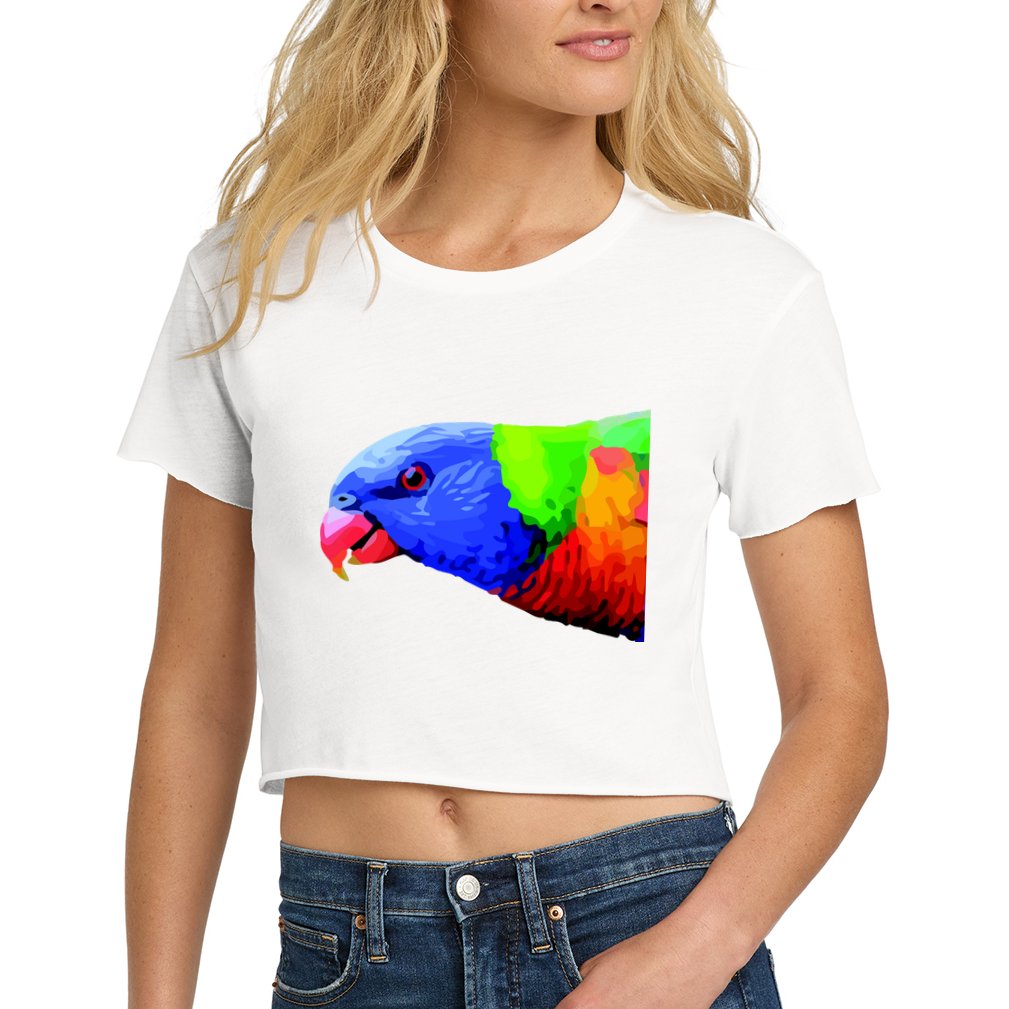 Cool Parrot Bird Funny Side Action Crop Top