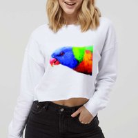 Cool Parrot Bird Funny Side Action Cropped Pullover Crew