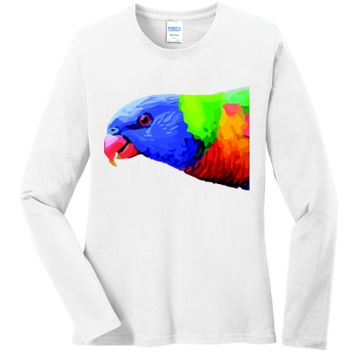 Cool Parrot Bird Funny Side Action Ladies Long Sleeve Shirt