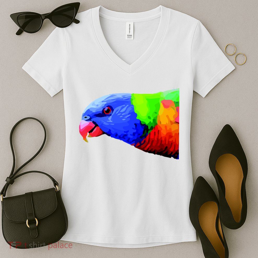 Cool Parrot Bird Funny Side Action Women's V-Neck T-Shirt