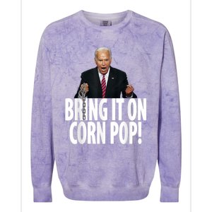 Corn Pop Biden Funny Cornpop Bad Dude Joe Biden Meme Colorblast Crewneck Sweatshirt