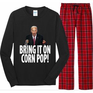 Corn Pop Biden Funny Cornpop Bad Dude Joe Biden Meme Long Sleeve Pajama Set