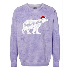 Christmas Polar Bear Santa Hat Festive Animal Lover Gift Colorblast Crewneck Sweatshirt