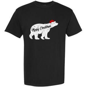 Christmas Polar Bear Santa Hat Festive Animal Lover Gift Garment-Dyed Heavyweight T-Shirt