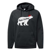 Christmas Polar Bear Santa Hat Festive Animal Lover Gift Performance Fleece Hoodie