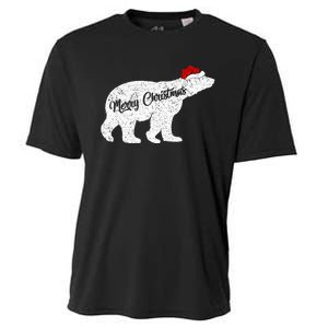 Christmas Polar Bear Santa Hat Festive Animal Lover Gift Cooling Performance Crew T-Shirt