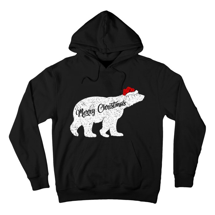 Christmas Polar Bear Santa Hat Festive Animal Lover Gift Hoodie