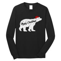 Christmas Polar Bear Santa Hat Festive Animal Lover Gift Long Sleeve Shirt