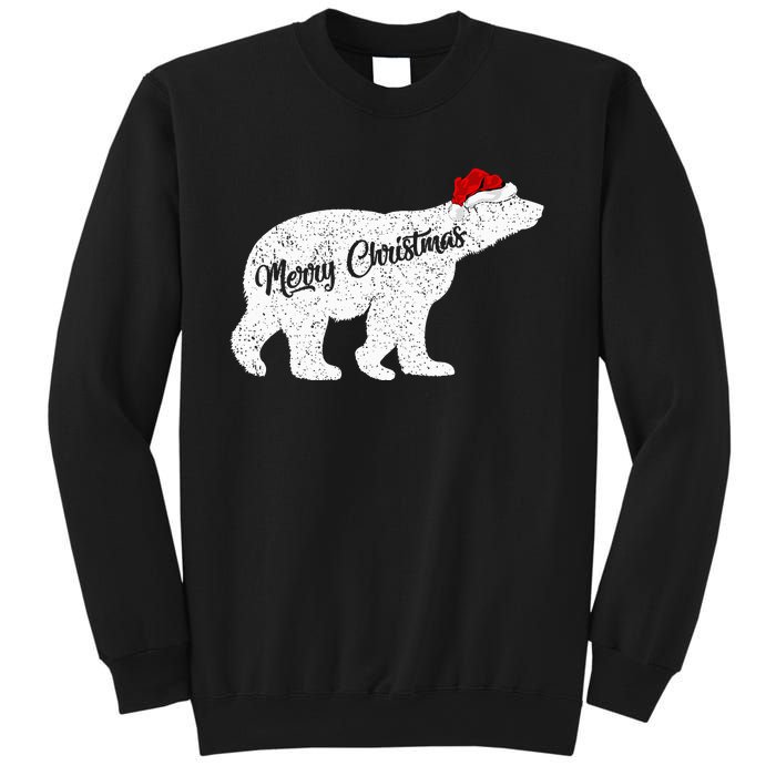 Christmas Polar Bear Santa Hat Festive Animal Lover Gift Sweatshirt