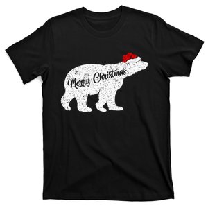 Christmas Polar Bear Santa Hat Festive Animal Lover Gift T-Shirt