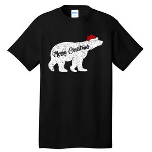 Christmas Polar Bear Santa Hat Festive Animal Lover Gift Tall T-Shirt