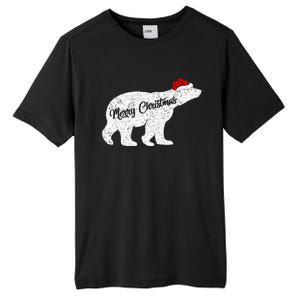 Christmas Polar Bear Santa Hat Festive Animal Lover Gift Tall Fusion ChromaSoft Performance T-Shirt