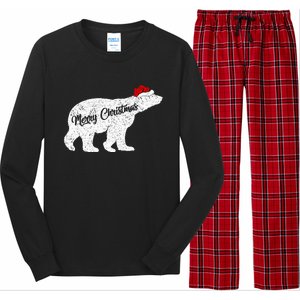 Christmas Polar Bear Santa Hat Festive Animal Lover Gift Long Sleeve Pajama Set