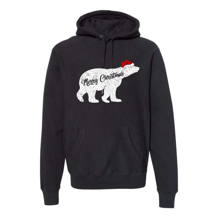 Christmas Polar Bear Santa Hat Festive Animal Lover Gift Premium Hoodie