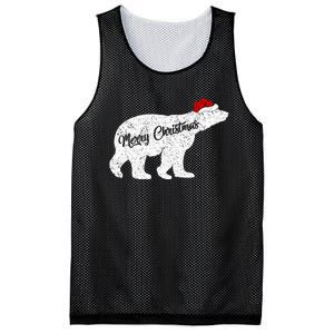 Christmas Polar Bear Santa Hat Festive Animal Lover Gift Mesh Reversible Basketball Jersey Tank