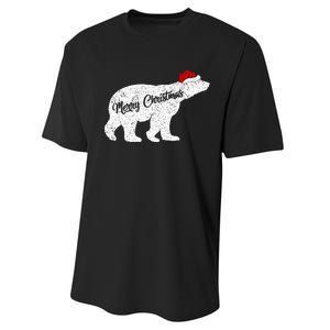 Christmas Polar Bear Santa Hat Festive Animal Lover Gift Performance Sprint T-Shirt