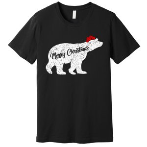 Christmas Polar Bear Santa Hat Festive Animal Lover Gift Premium T-Shirt