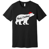 Christmas Polar Bear Santa Hat Festive Animal Lover Gift Premium T-Shirt