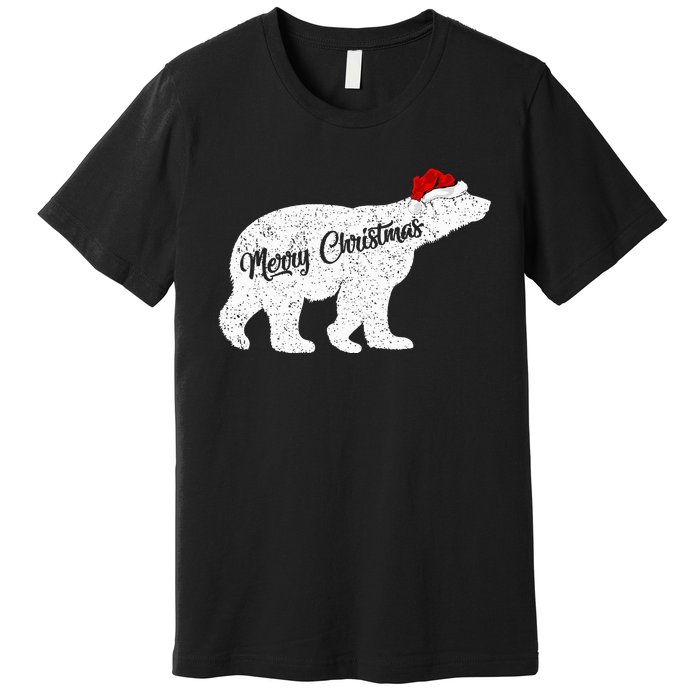 Christmas Polar Bear Santa Hat Festive Animal Lover Gift Premium T-Shirt