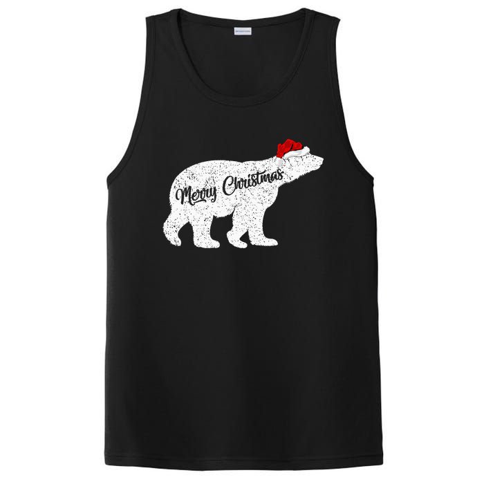 Christmas Polar Bear Santa Hat Festive Animal Lover Gift PosiCharge Competitor Tank