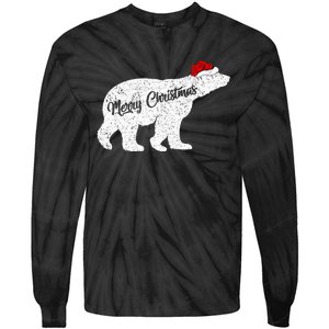 Christmas Polar Bear Santa Hat Festive Animal Lover Gift Tie-Dye Long Sleeve Shirt