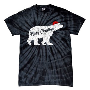 Christmas Polar Bear Santa Hat Festive Animal Lover Gift Tie-Dye T-Shirt