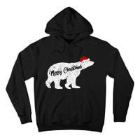 Christmas Polar Bear Santa Hat Festive Animal Lover Gift Tall Hoodie