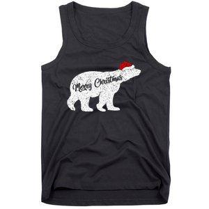 Christmas Polar Bear Santa Hat Festive Animal Lover Gift Tank Top