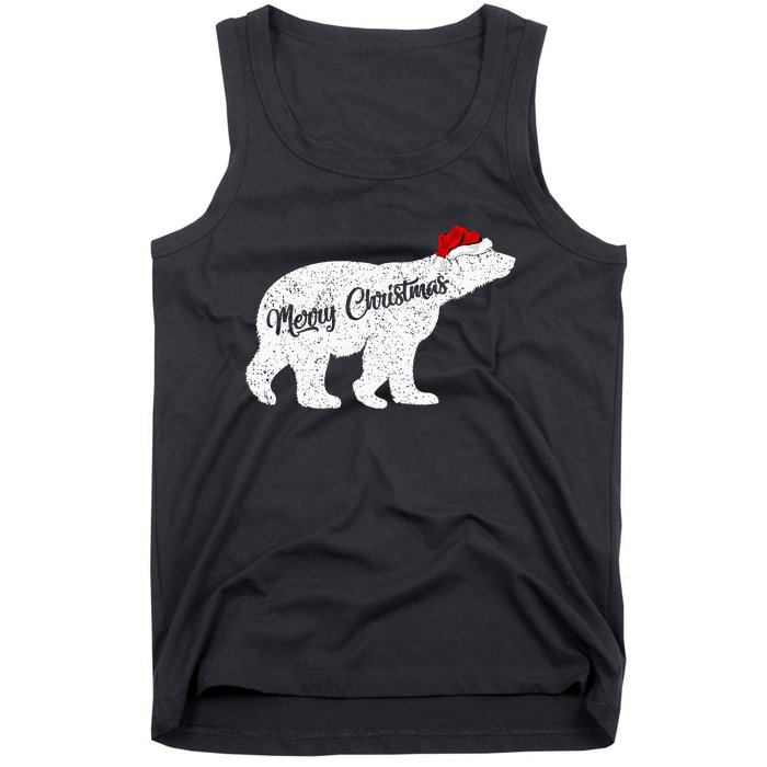 Christmas Polar Bear Santa Hat Festive Animal Lover Gift Tank Top