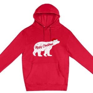 Christmas Polar Bear Santa Hat Festive Animal Lover Gift Premium Pullover Hoodie