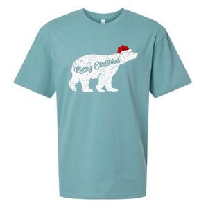 Christmas Polar Bear Santa Hat Festive Animal Lover Gift Sueded Cloud Jersey T-Shirt