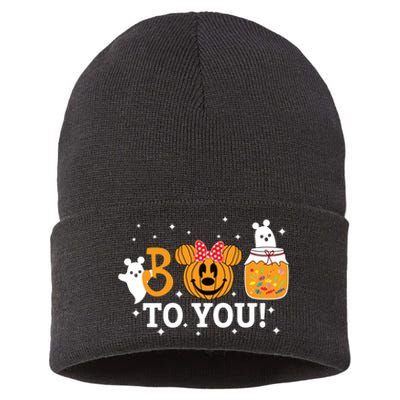 Cute Pumpkin Beer Boo To You Women Halloween Sustainable Knit Beanie