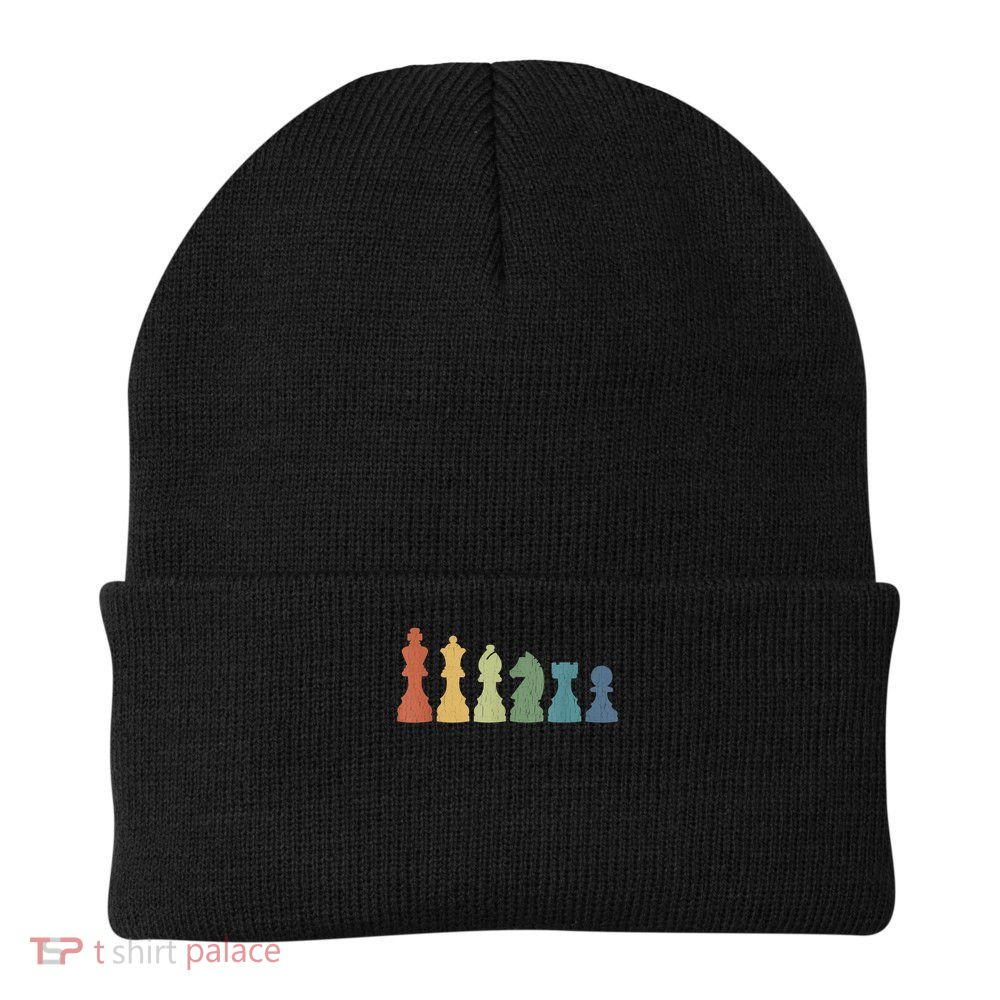 Chess Pieces Board Game Lover Player Themed Chess Knit Cap Winter Beanie