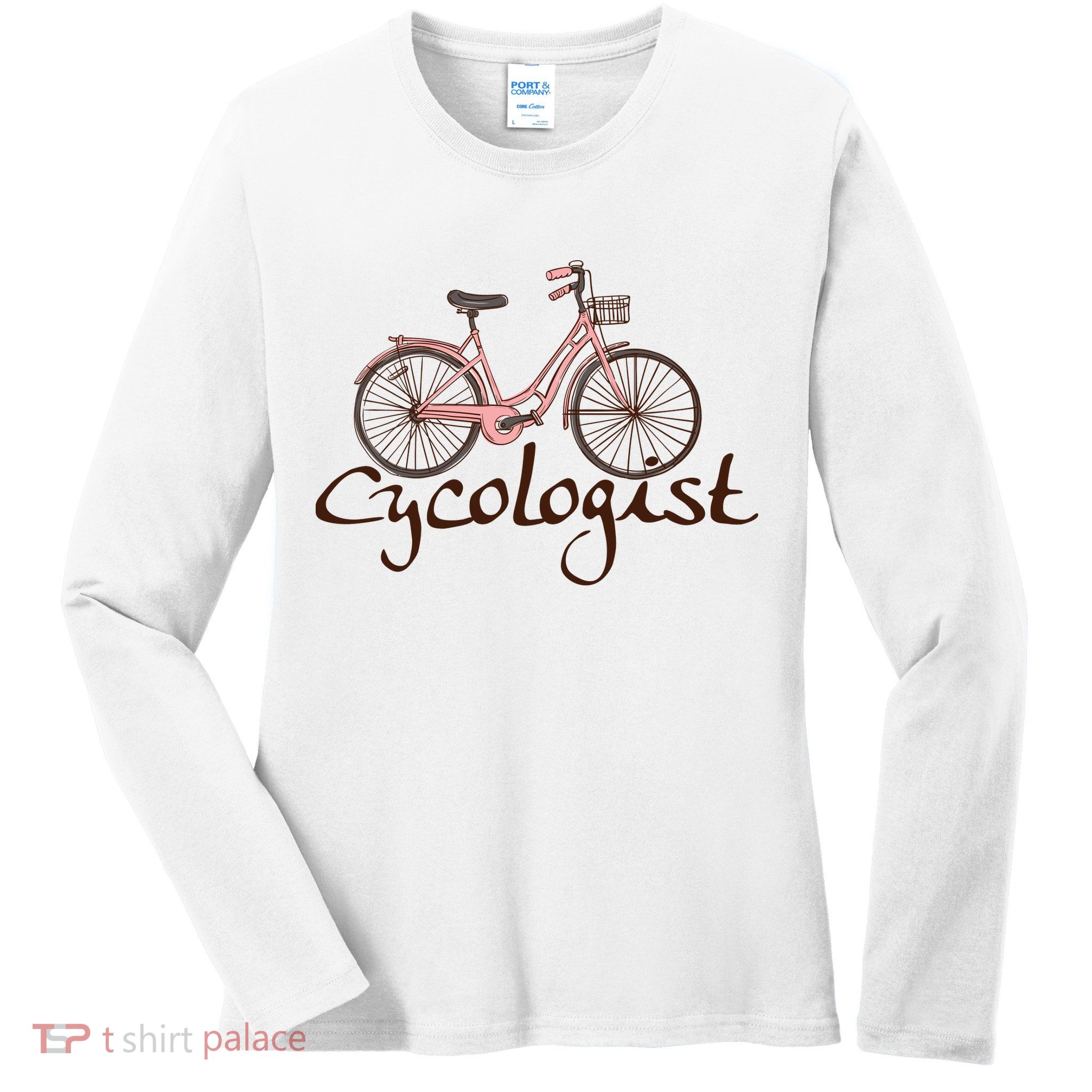 Cycologist Pink Bicycle Cyclist Gift Cute Cycling Ladies Long Sleeve Shirt