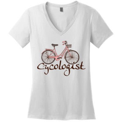 Cycologist Pink Bicycle Cyclist Gift Cute Cycling Women's V-Neck T-Shirt