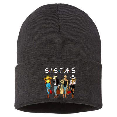 Cute Proud Black Sistas Queen Melanin African American Women Sustainable Knit Beanie