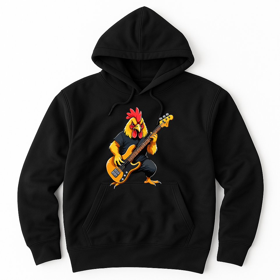 Chicken Playing Bass Guitar Chicken Guitarist Hoodie