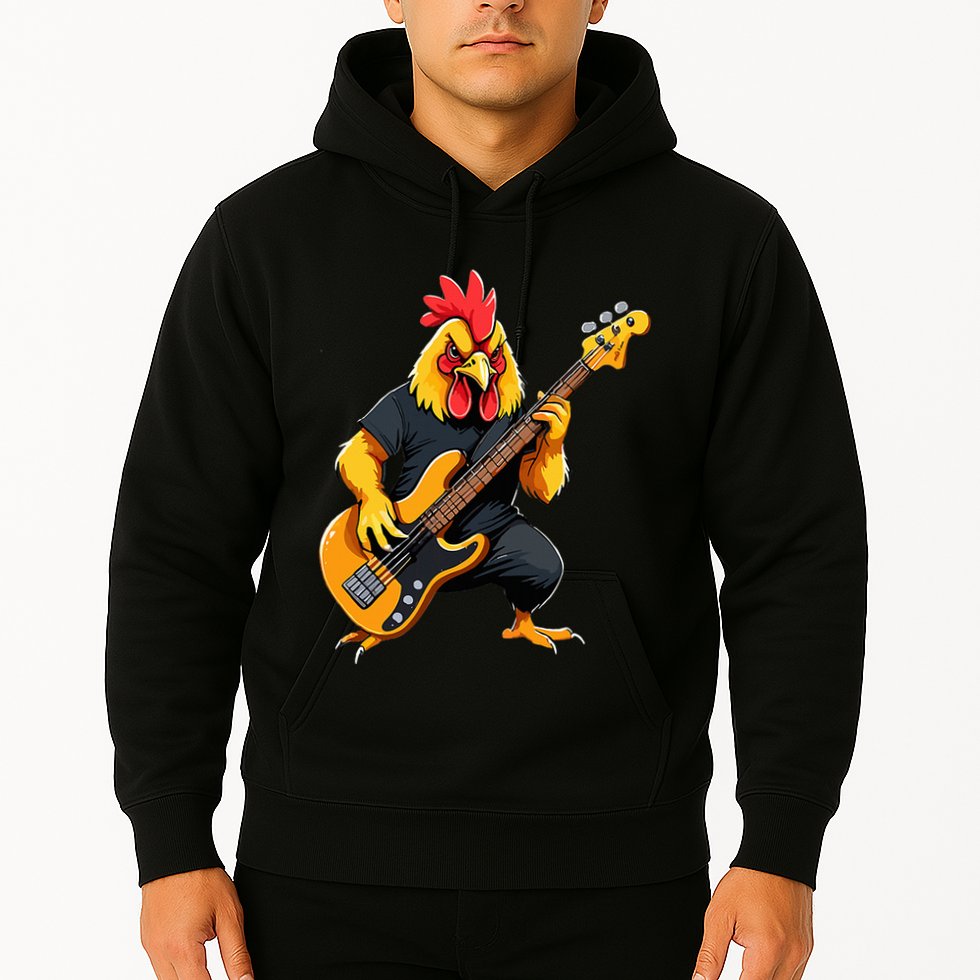 Chicken Playing Bass Guitar Chicken Guitarist Hoodie