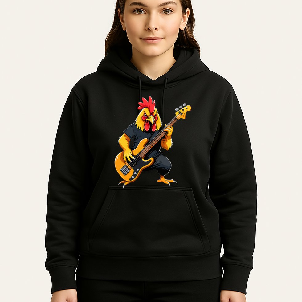 Chicken Playing Bass Guitar Chicken Guitarist Hoodie