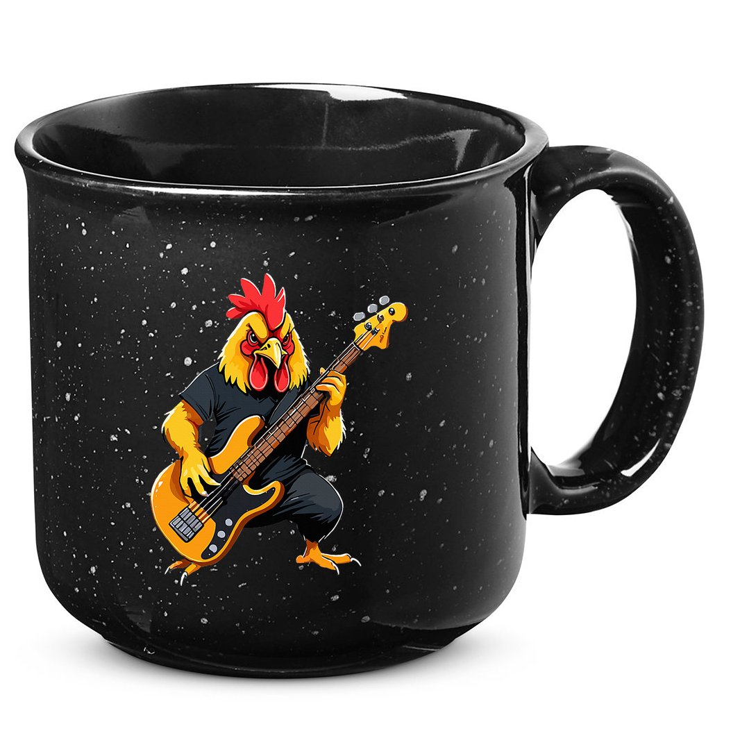 Chicken Playing Bass Guitar Chicken Guitarist 15oz Campfire Ceramic Mug
