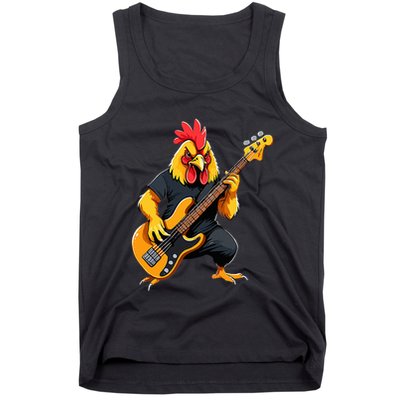 Chicken Playing Bass Guitar Chicken Guitarist Tank Top