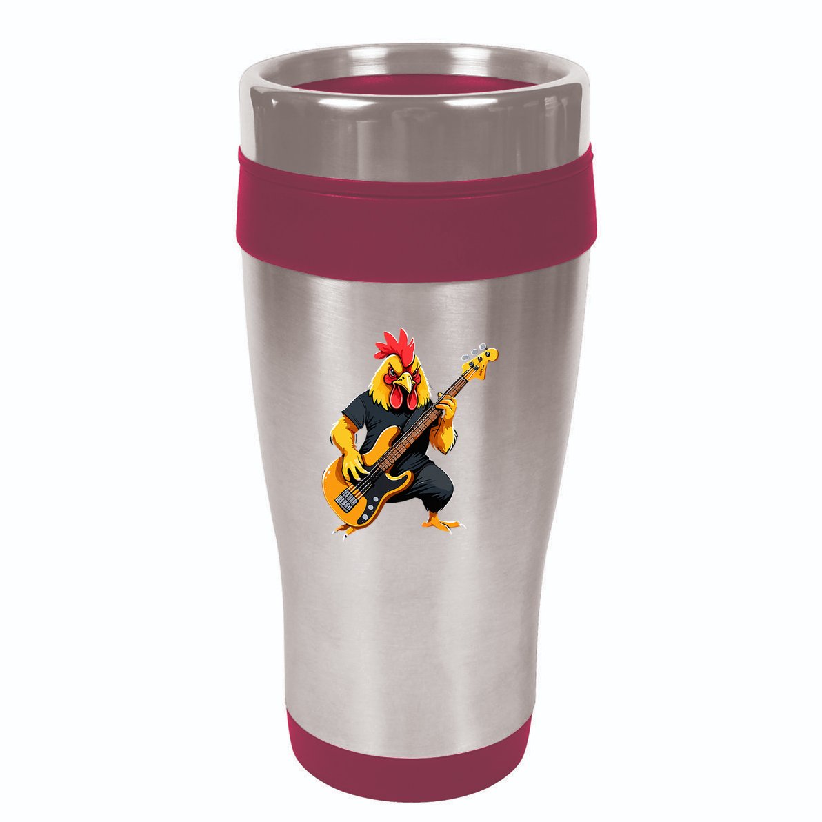 Chicken Playing Bass Guitar Chicken Guitarist 16oz Travel Tumbler