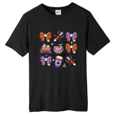 Coquette Pencil Bows Book Coffee Spooky Teacher Halloween Gift Tall Fusion ChromaSoft Performance T-Shirt